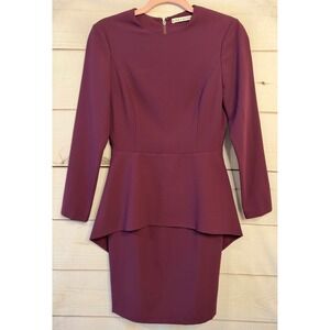 Alice + Olivia Plum Purple Peplum Long Sleeve Sheath Dress CC708202529 Size 2